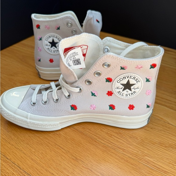 Converse Shoes - Converse Chuck Taylor  White High-Tops with Red and Green Floral Design NEW